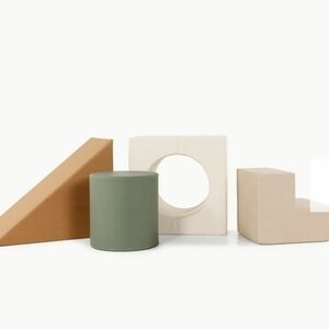 Soft Play Foam Building Blocks Set - Green, Tan, Cream